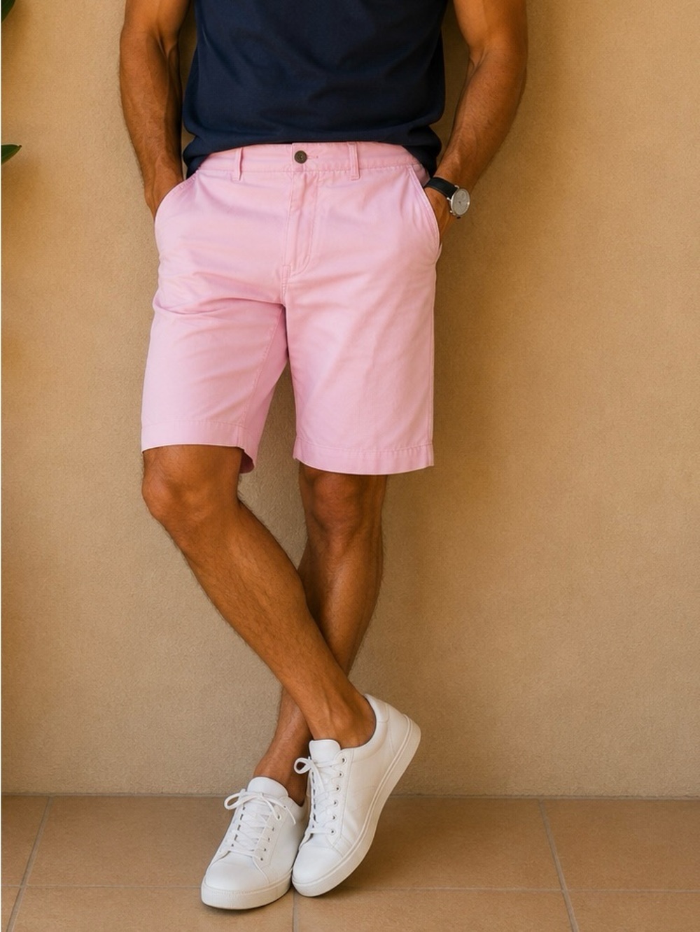 Ralph Lauren Light Pink Flat Front Chino Shorts. BB30